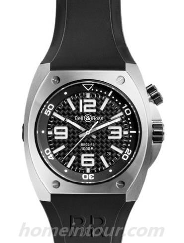 柏莱士BR_02-92_STEEL_FIBER男表MARINE系列-黑色表带/表径44mm