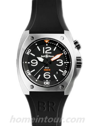 柏莱士BR_02-92_STEEL男表MARINE系列-黑色表带/表径44mm