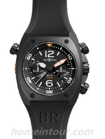 柏莱士BR_02-94_CARBON男表MARINE系列-黑色表带/表径44mm