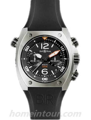 柏莱士BR_02-94_STEEL男表MARINE系列-黑色表带/表径44mm