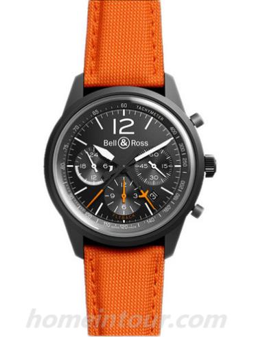 柏莱士BR_126_FLYBACK男表VINTAGE系列-橙色表带/表径43mm