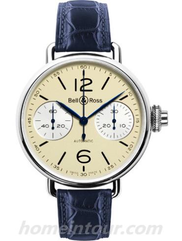 柏莱士WW1_CHRONOGRAPHE_MONOPOUSSOIR_IVORY男表VINTAGE系列-深蓝色表带/表径45mm