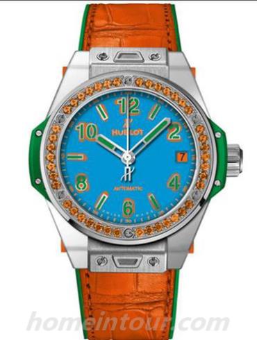 宇舶465.SO.5179.LR.1206.POP16女表BIG BANG系列-绿色加橘色表带/表径39mm