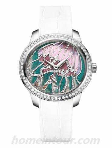 雅典3100_125B_JELLYFISH女表Jade玉玲珑系列-白色表带/表径36 mm x 39 mm