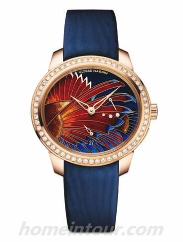 雅典3106_125B_LIONFISH女表Jade玉玲珑系列-蓝色表带/表径36 mm x 39 mm