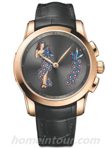 雅典6106_130_E2_PINUP男表复杂功能机械腕表系列-黑色表带/表径43mm