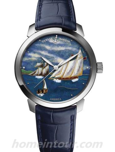 雅典8150_111_2_AMERICA男表鎏金经典系列-蓝色表带/表径40mm