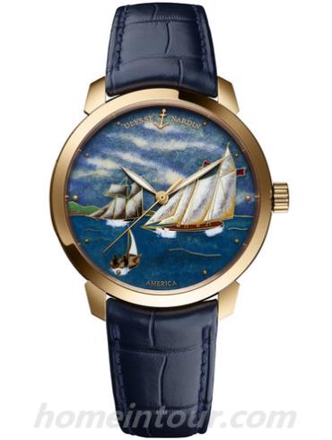 雅典8152-111-2_AMERICA男表鎏金经典系列-蓝色表带/表径40mm