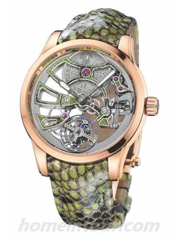 雅典1706-129_08男表珍贵独特机械腕表系列-绿色表带/表径44mm