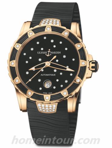 雅典8156-180E-3C_22女表航海系列-黑色表带/表径40mm