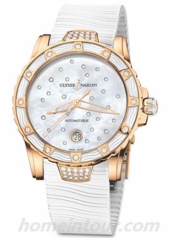 雅典8156-180E-3C_20女表航海系列-白色表带/表径40mm