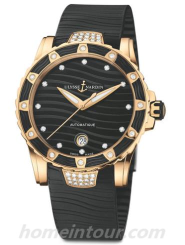 雅典8156-180E_3C_12女表航海系列-黑色表带/表径40mm