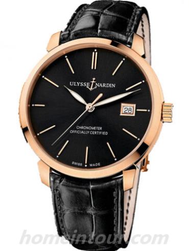 雅典8156-111-2_92男表鎏金经典系列-黑色表带/表径40mm