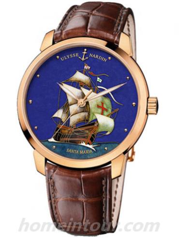 雅典8156-111-2_SM男表鎏金经典系列-棕色表带/表径40mm