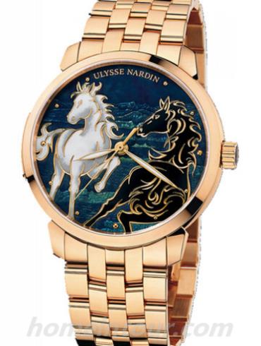 雅典8156-111-8_CHEVAL男表鎏金经典系列-金色表带/表径40mm