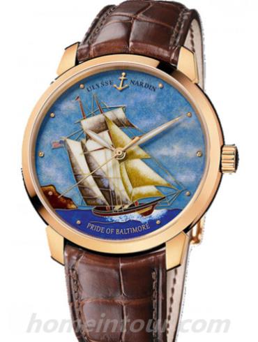 雅典8156-111-2_BALT男表鎏金经典系列-棕色表带/表径40mm