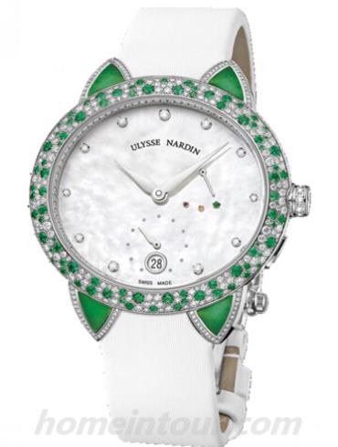 雅典3100-126BC_991女表复杂功能机械腕表系列-白色表带/表径36x39mm