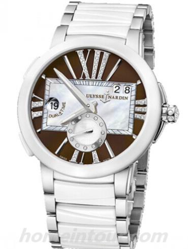 雅典243-10-7_30-05女表复杂功能机械腕表系列-白色表带/表径40mm