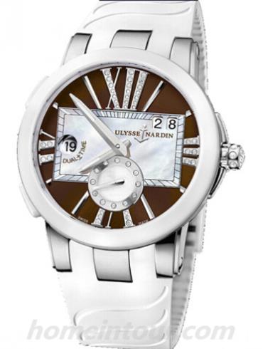 雅典243-10-3_30-05女表复杂功能机械腕表系列-白色表带/表径40mm