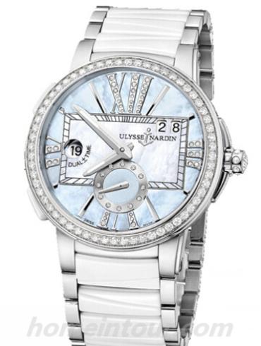 雅典243-10B-7_393女表复杂功能机械腕表系列-白色表带/表径40mm