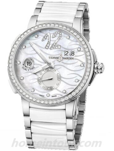 雅典243-10B-7_691女表复杂功能机械腕表系列-白色表带/表径40mm