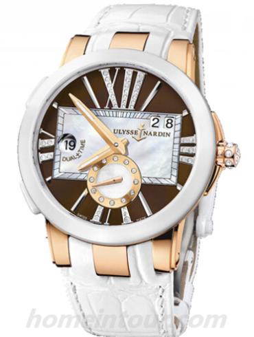 雅典246-10_30-05女表复杂功能机械腕表系列-白色表带/表径40mm