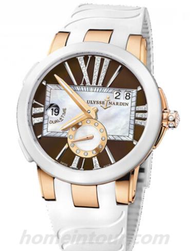 雅典246-10-3_30-05女表复杂功能机械腕表系列-白色表带/表径40mm