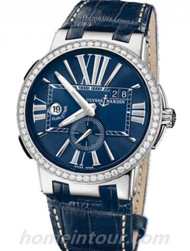 雅典243-00B_43男表复杂功能机械腕表系列-蓝色表带/表径43mm