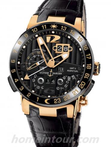 雅典326-03男表复杂功能机械腕表系列-黑色表带/表径43mm