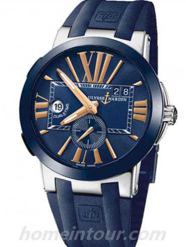 雅典243-00-3_43-BQ男表复杂功能机械腕表系列-蓝色表带/表径43mm