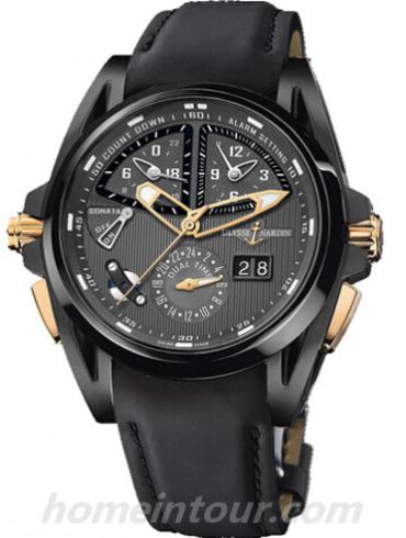 雅典675-02-4_BQ男表复杂功能机械腕表系列-黑色表带/表径44mm