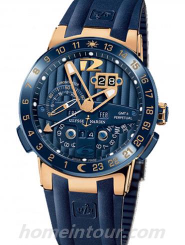 雅典326-00-3_BQ男表复杂功能机械腕表系列-蓝色表带/表径43mm