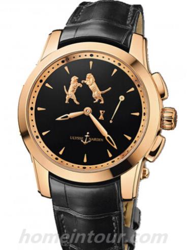 雅典6106-130_E2-TIGER男表珍贵独特机械腕表系列-黑色表带/表径42mm