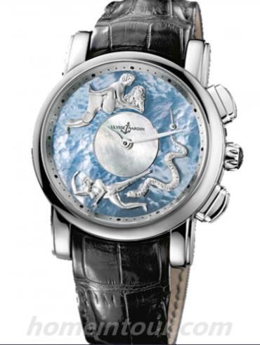 雅典6119-103_P0-P2男表珍贵独特机械腕表系列-黑色表带/表径–