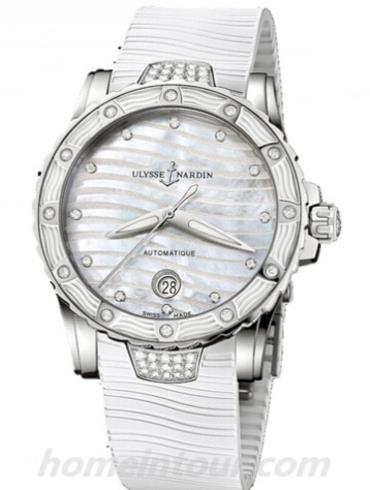 雅典8153-180E-3C_10女表航海系列-白色表带/表径40mm