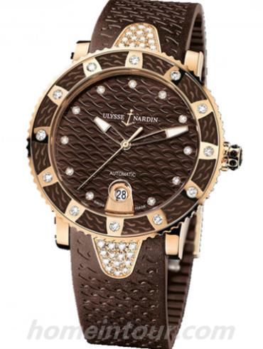 雅典8106-101E-3C_15女表航海系列-棕色表带/表径40mm