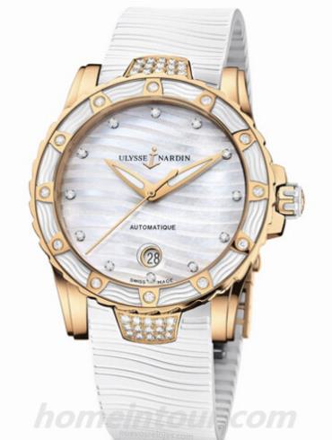 雅典8156-180E-3C_10女表航海系列-白色表带/表径40mm