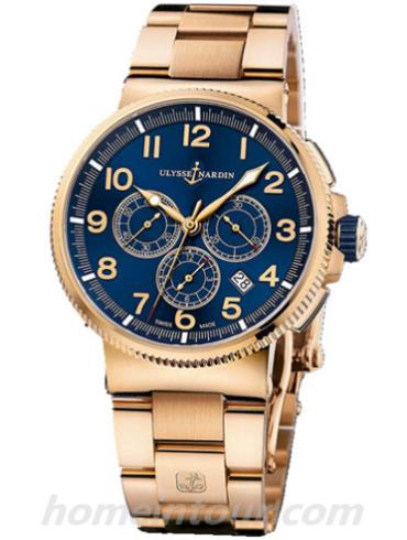 雅典1506-150-8M_63男表航海系列-金色表带/表径43mm