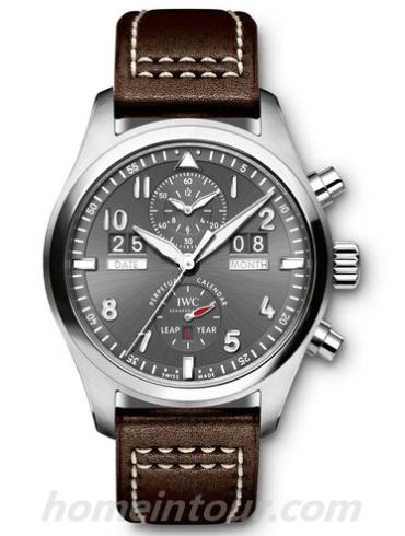 万国IW379108男表飞行员系列-棕色表带/表径46mm