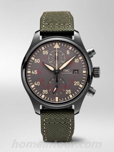 万国IW389002男表飞行员系列-绿色表带/表径44mm