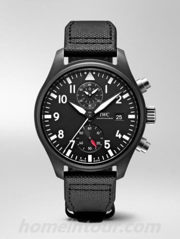 万国IW389001男表飞行员系列-黑色表带/表径44mm