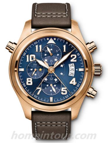 万国IW371810男表飞行员系列-棕色哑光表带/表径44mm