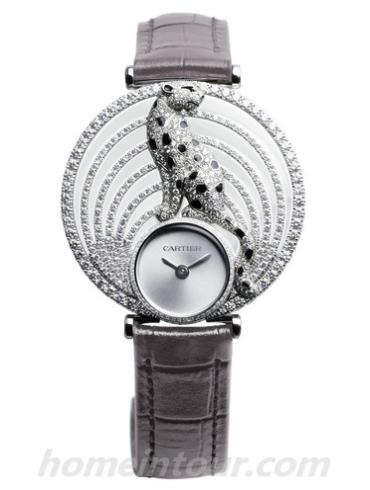 卡地亚HPI01014女表创意宝石腕表系列-灰色表带/表径36mm