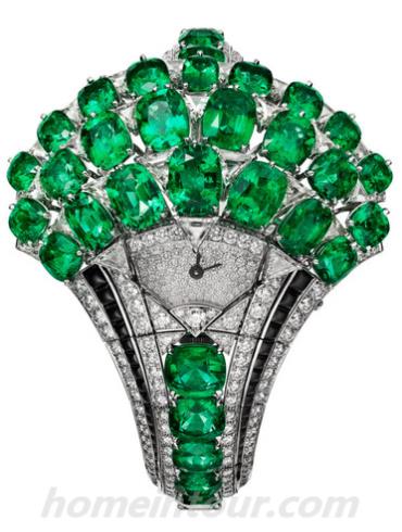 卡地亚HPI01110女表创意宝石腕表系列-白色/绿色表带/表径&#8211;