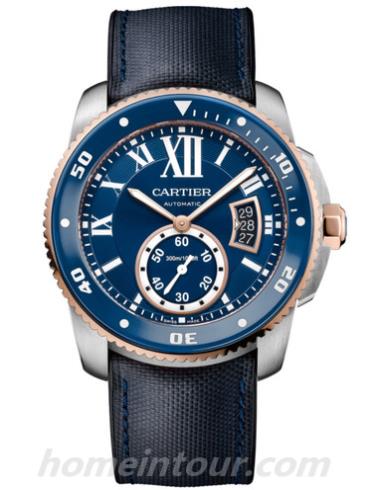 卡地亚W2CA0008男表卡历博Calibre系列-蓝色表带/表径42mm