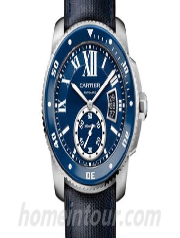 卡地亚WSCA0010男表卡历博Calibre系列-蓝色表带/表径42mm