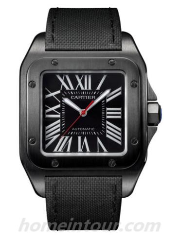 卡地亚WSSA0006男表山度士Santos系列-黑色表带/表径51.1 x 41.3mm