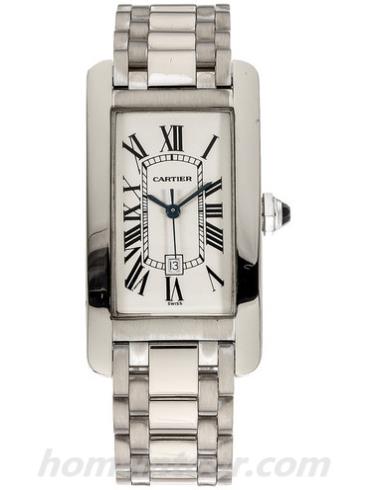 卡地亚W26036L1男表坦克Tank系列-银色表带/表径41×23mm