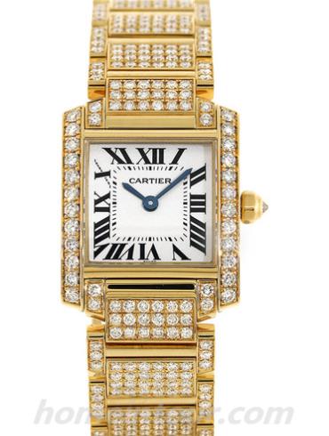 卡地亚WE1001RD女表坦克Tank系列-金色表带/表径18×20mm