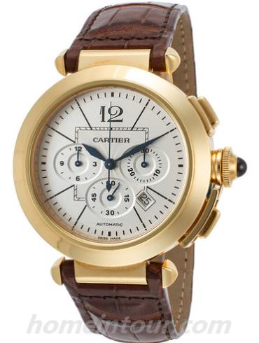 卡地亚W3020151男表帕莎Pasha系列-棕色表带/表径42mm